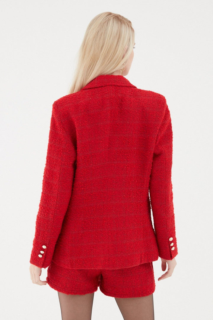 Kruvaze Tüvit Blazer Ceket Kırmızı