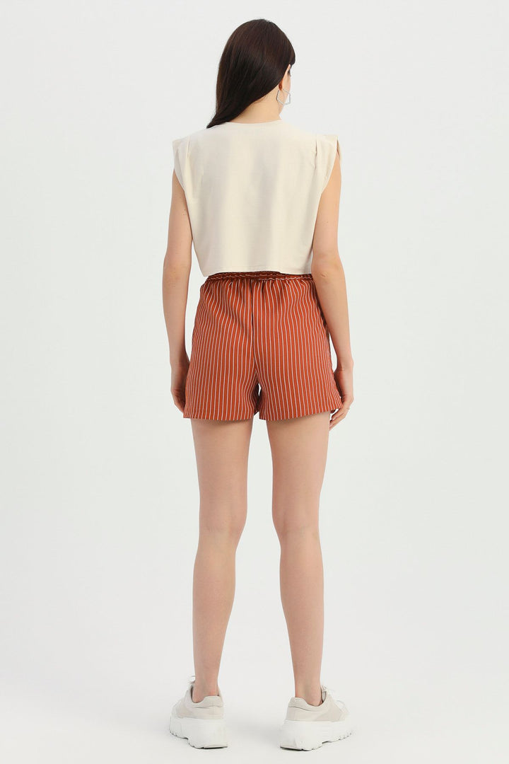 Striped Belt Shorts Tile