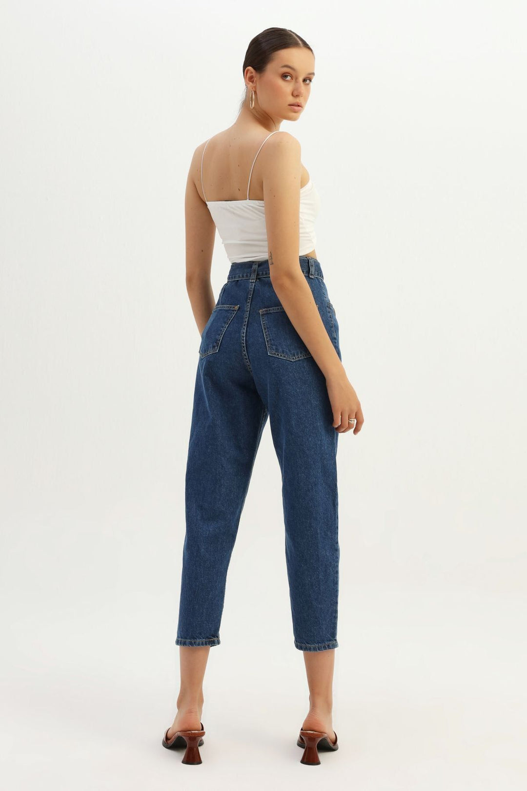 Kemerli Mom Jean Mavi