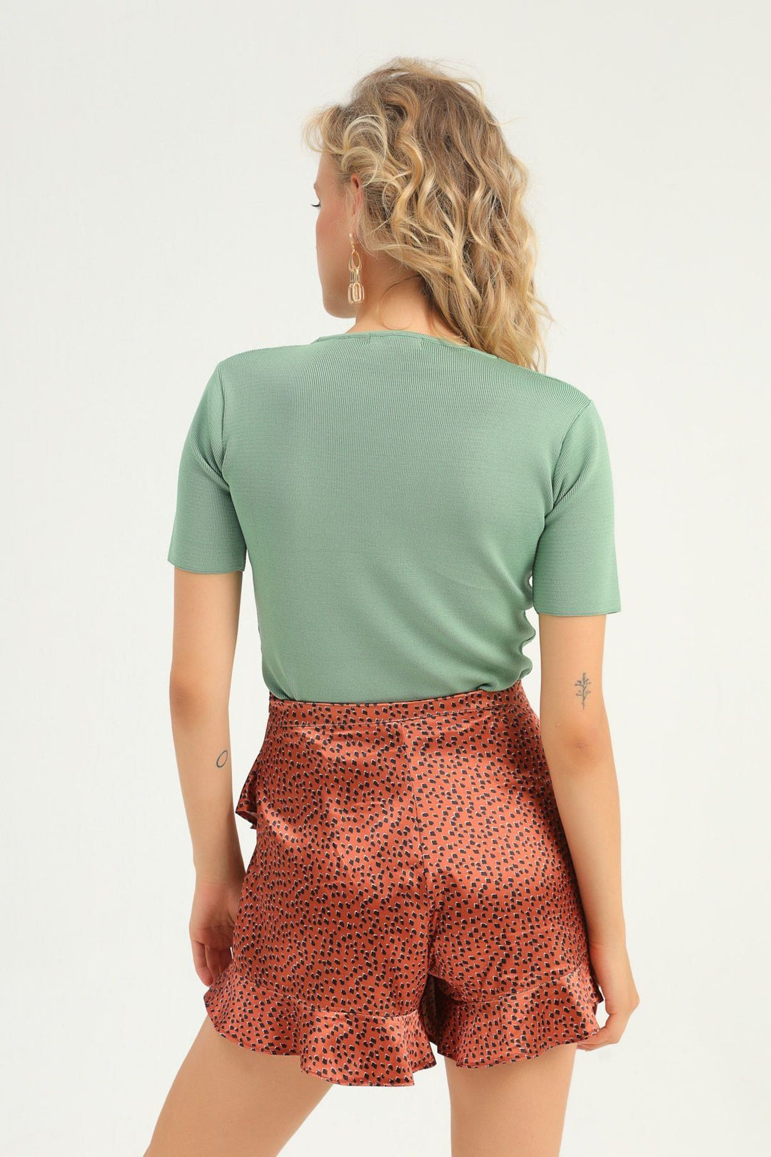Patterned Flywheel Satin Skirt Shorts Tile