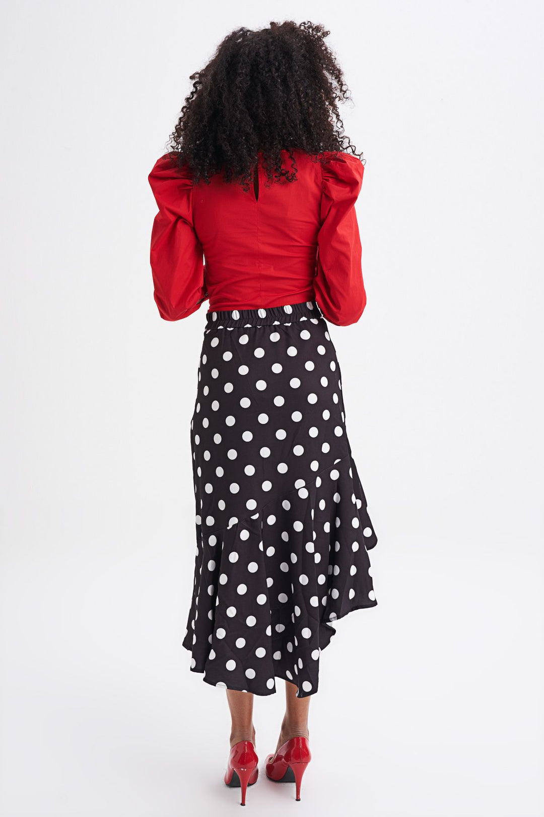 Ruffle Polka Dot Skirt Black