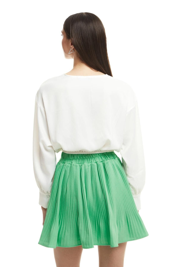 Double Breasted Satin Blouse Ecru