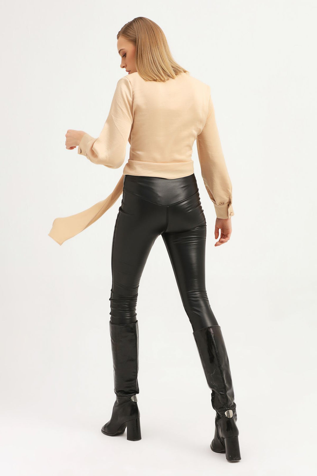 Double Breasted Collar Blouse Light Beige