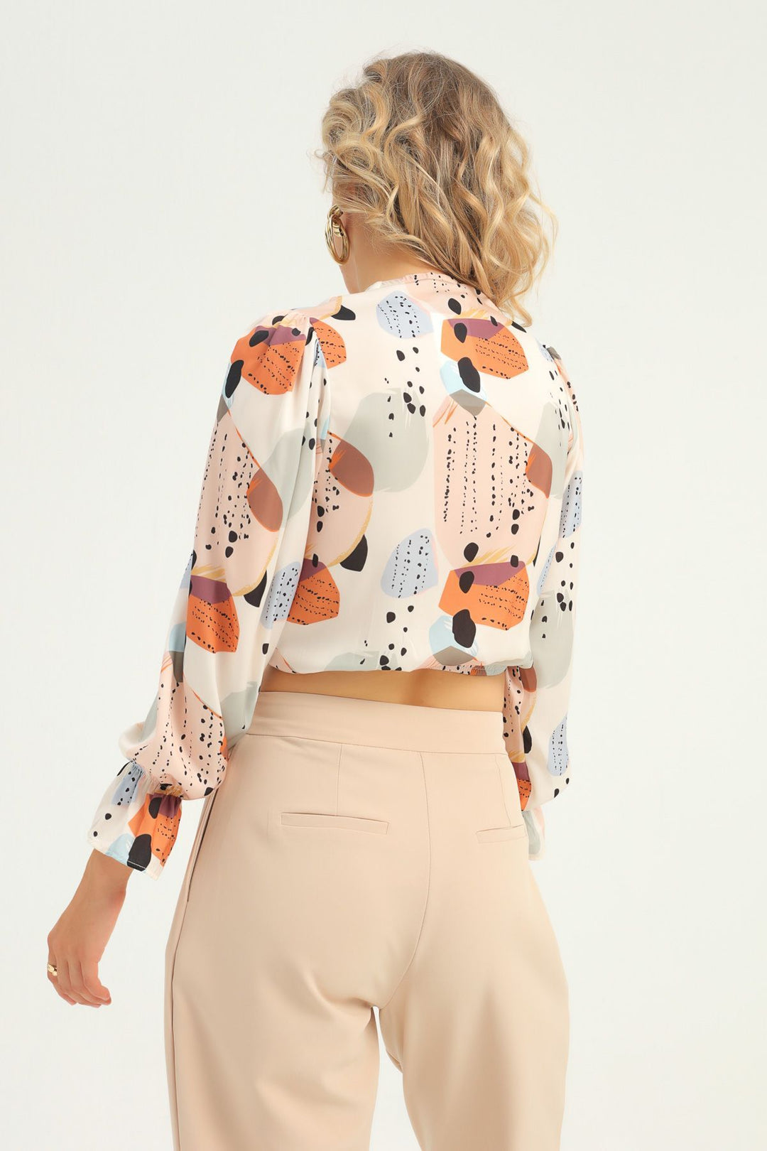 Patterned Double Breasted Blouse Ecru