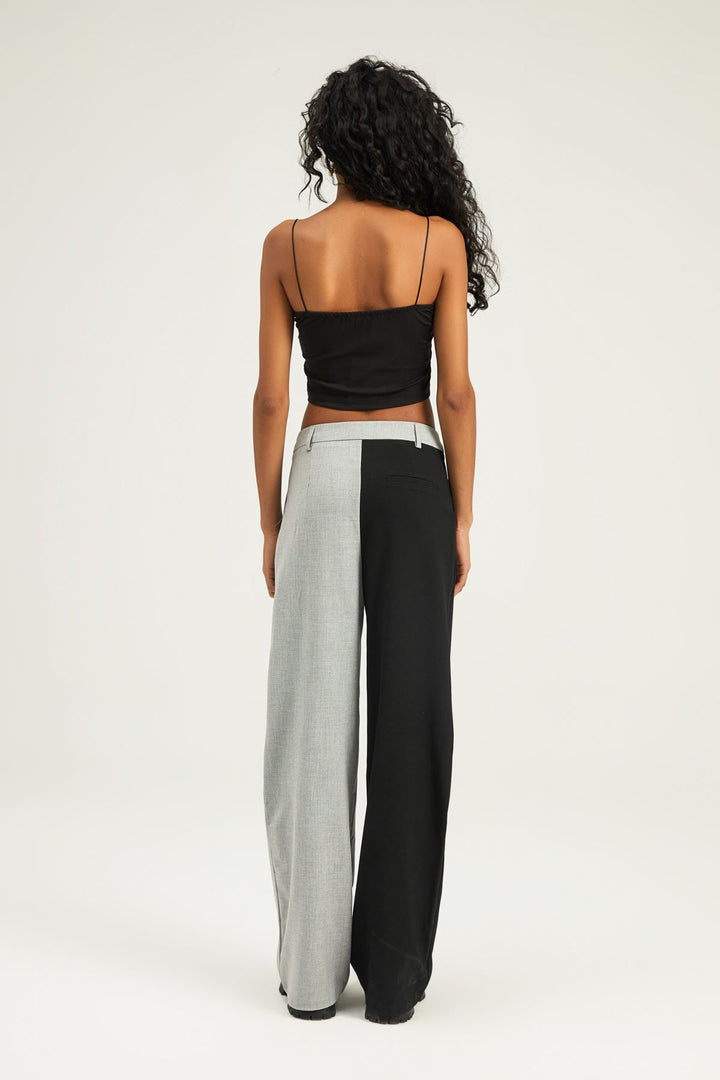 Çift Renkli Palazzo Pantolon Gri
