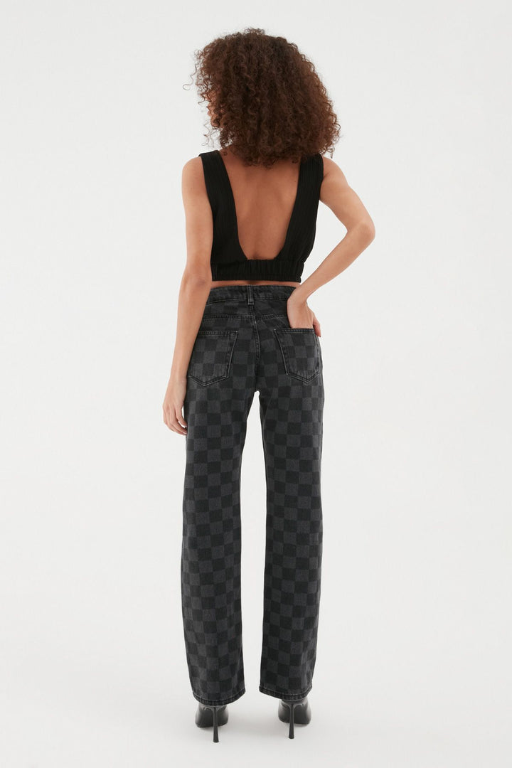 Checkered Jeans Anthracite