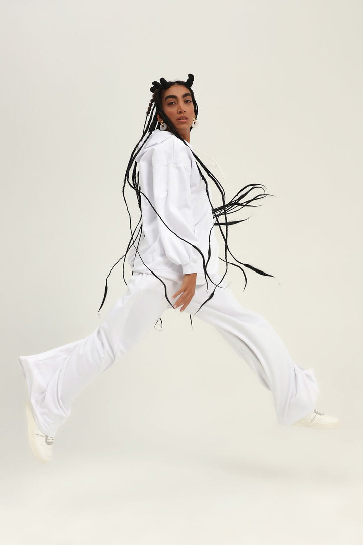 Kangaroo Pocket Hoodie Sweatshirt White