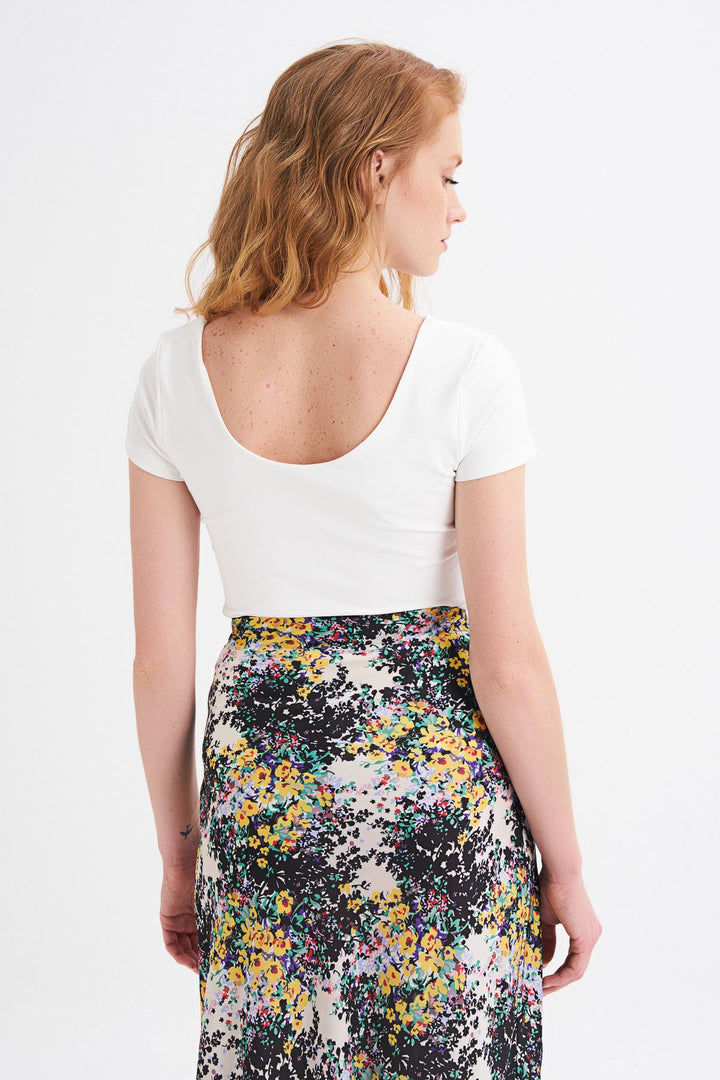 Short Sleeve Basic Blouse Ecru