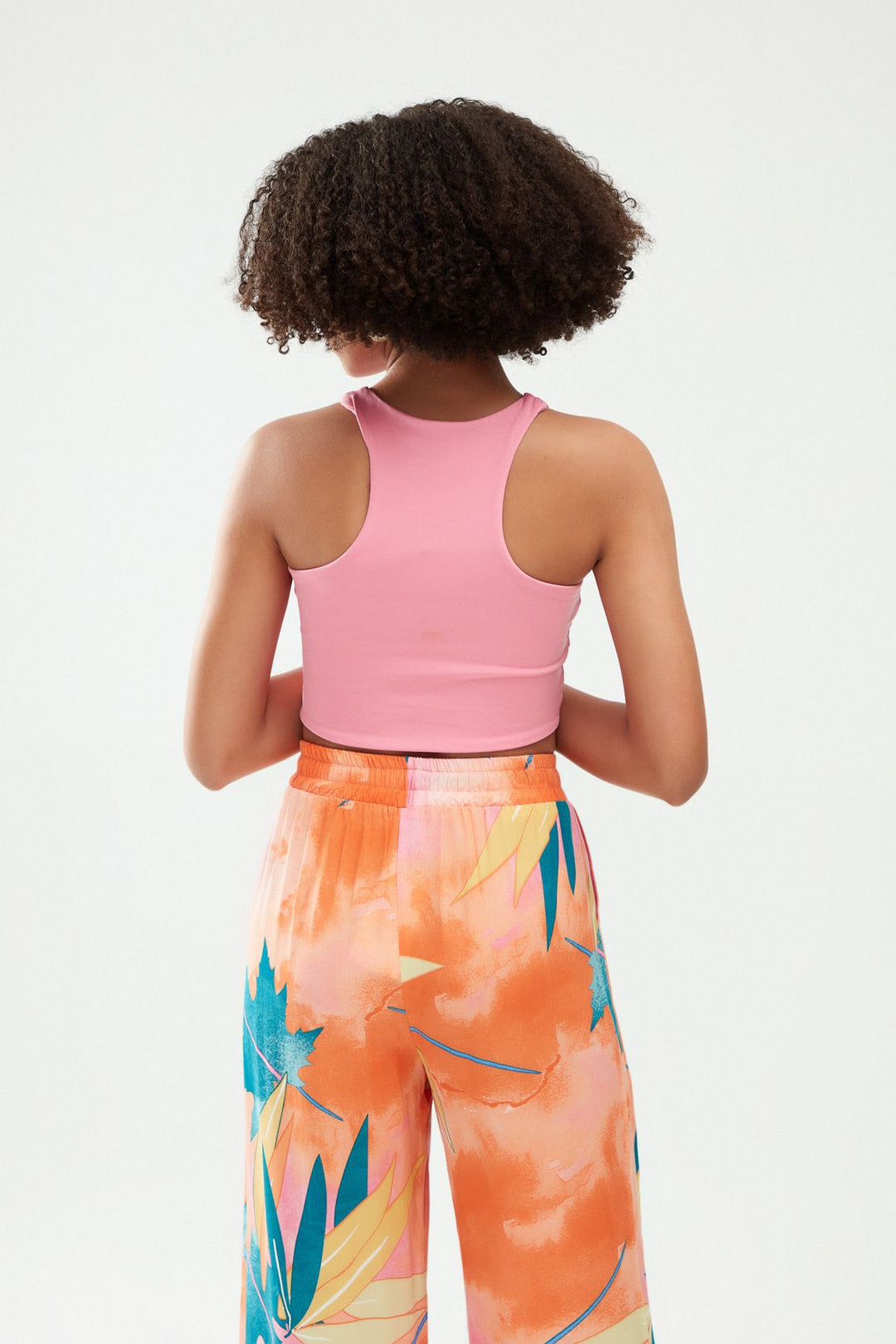 Dekolteli Halter Yaka Bluz Şeker Pembe