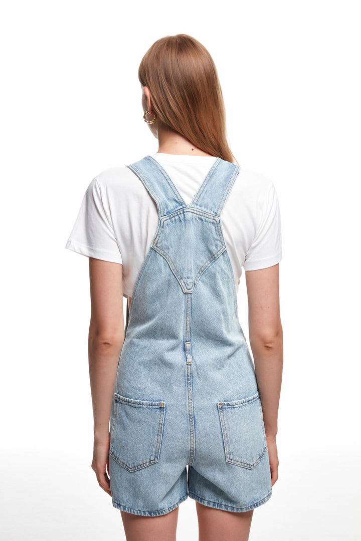 Salopet Short Denim Jumpsuit Ice Blue