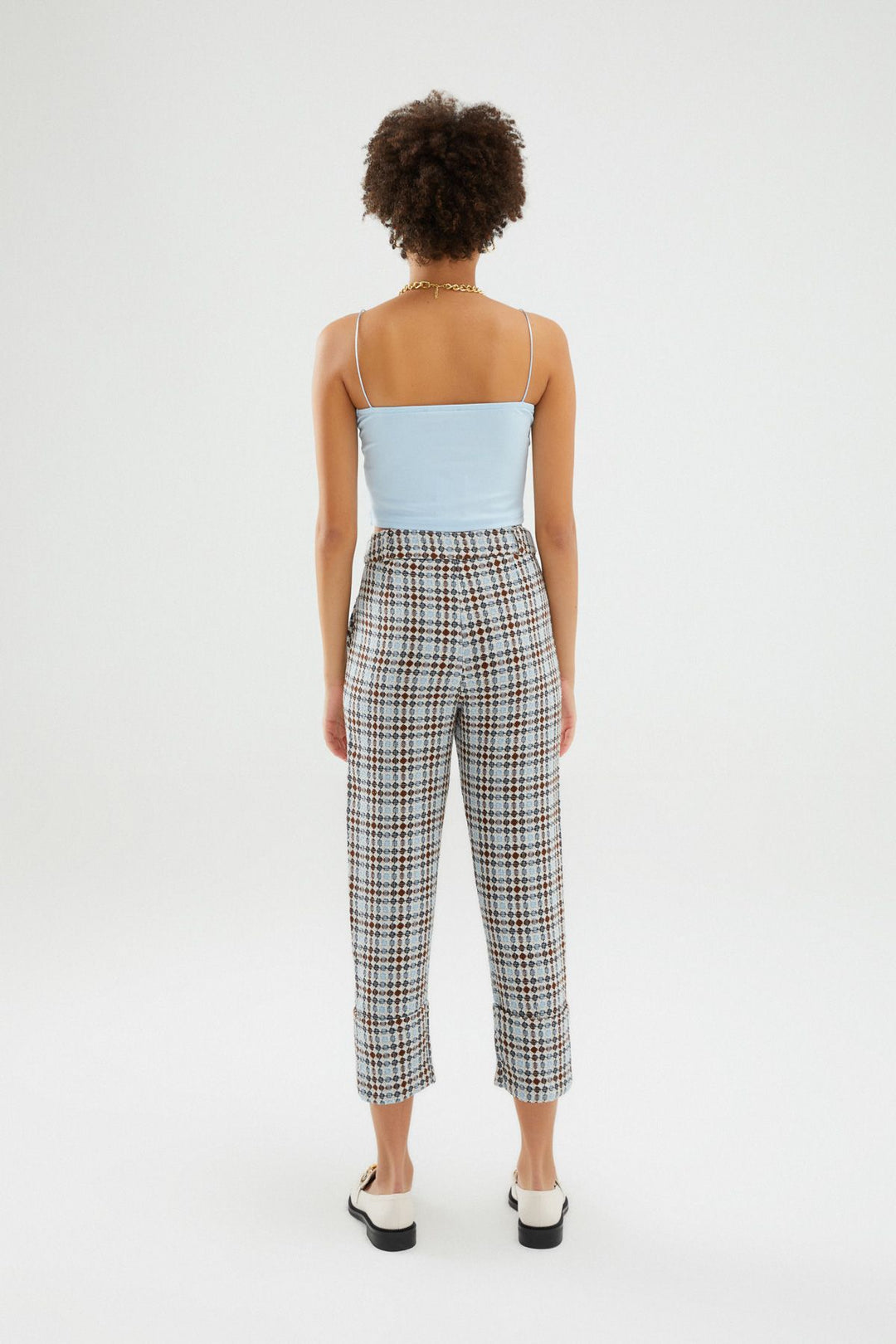 Double Leg Striped Trousers Blue