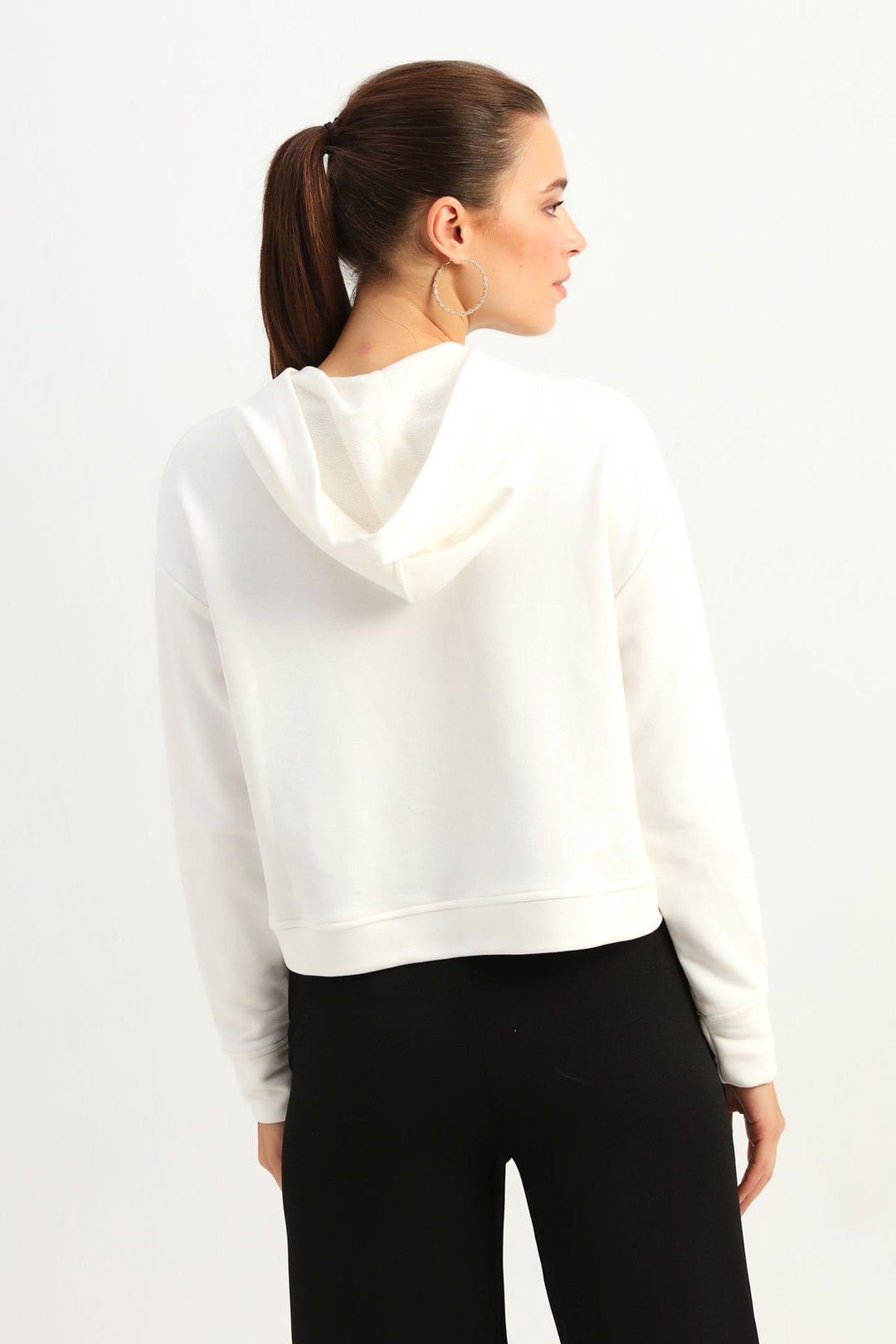 Bağcıklı Kapüşonlu Sweatshirt Ekru