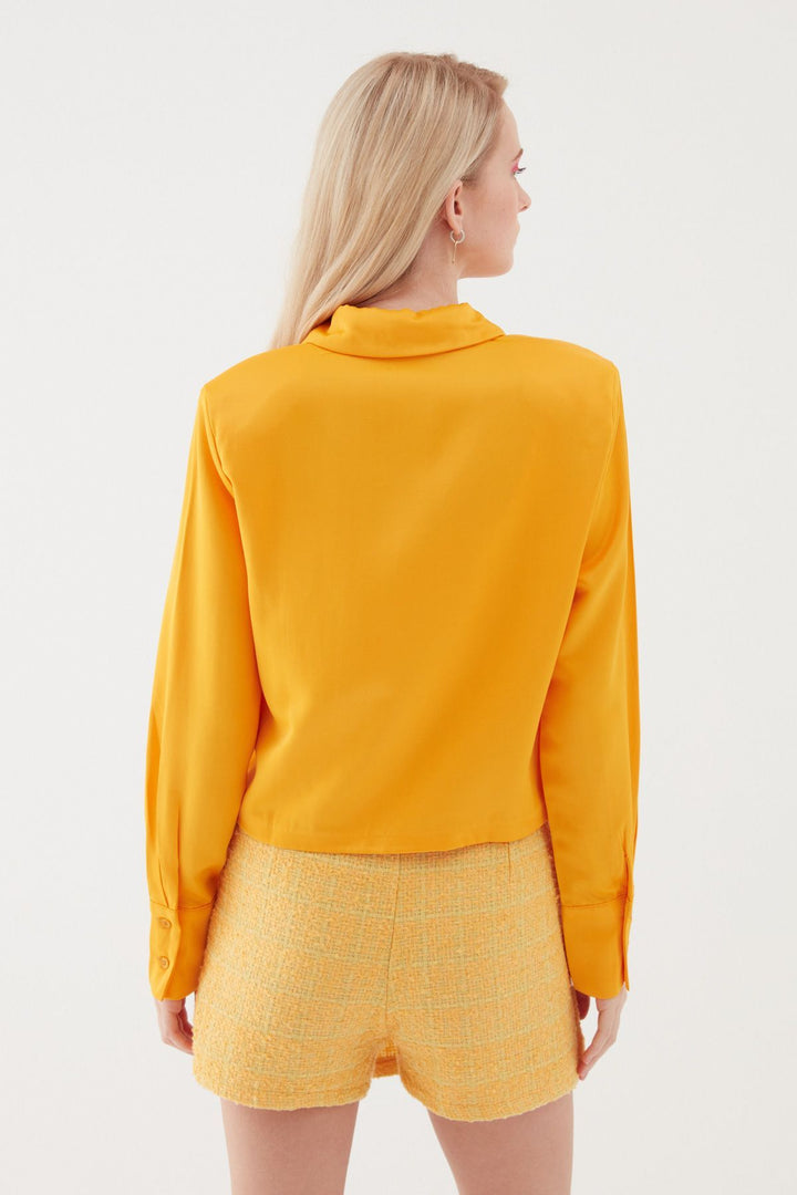 Satin Shirt With Wadding Sleeves Orange
