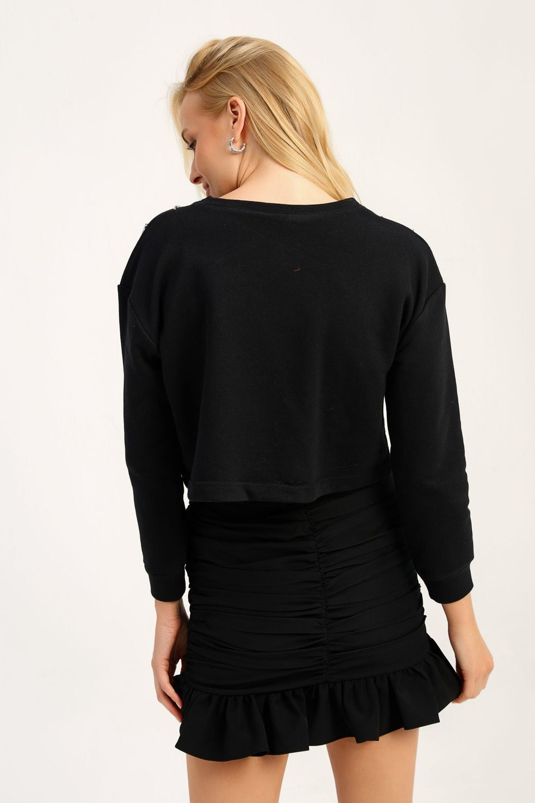 Aksesuarlı Sweatshirt Siyah