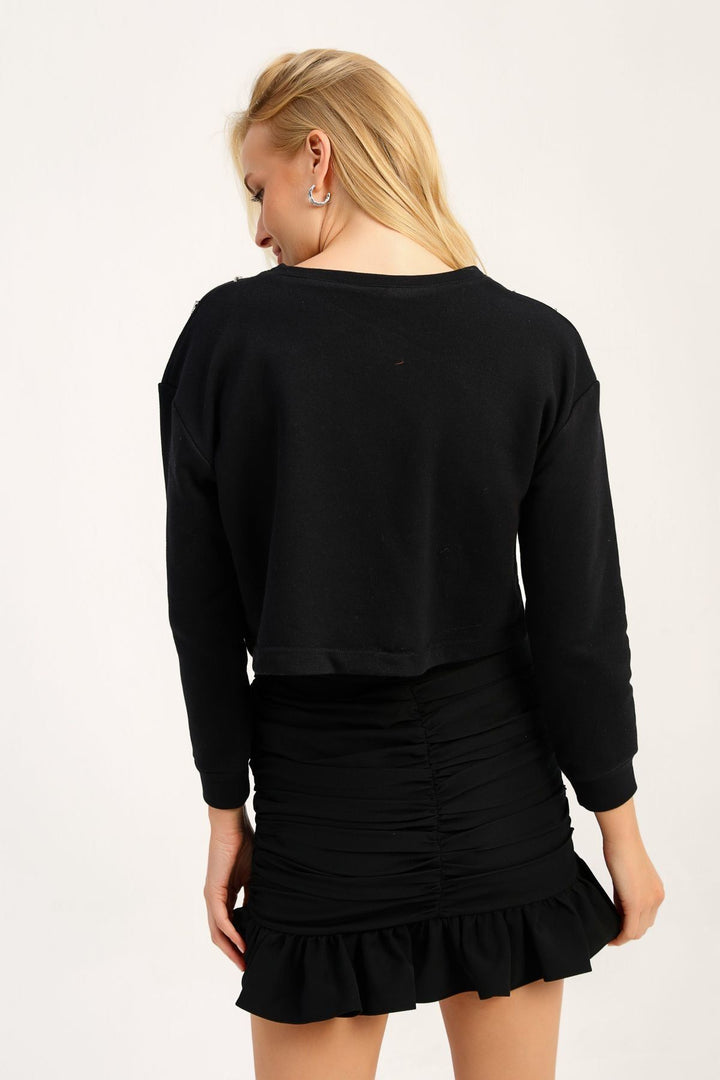 Aksesuarlı Sweatshirt Siyah