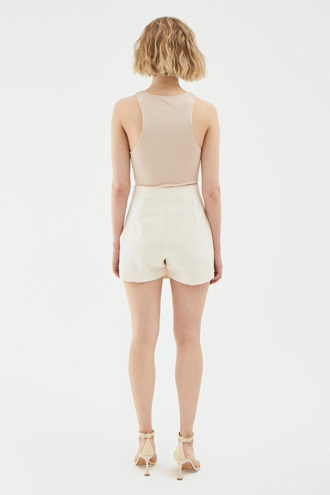 Ruffle Detailed Mini Short Skirt Bone