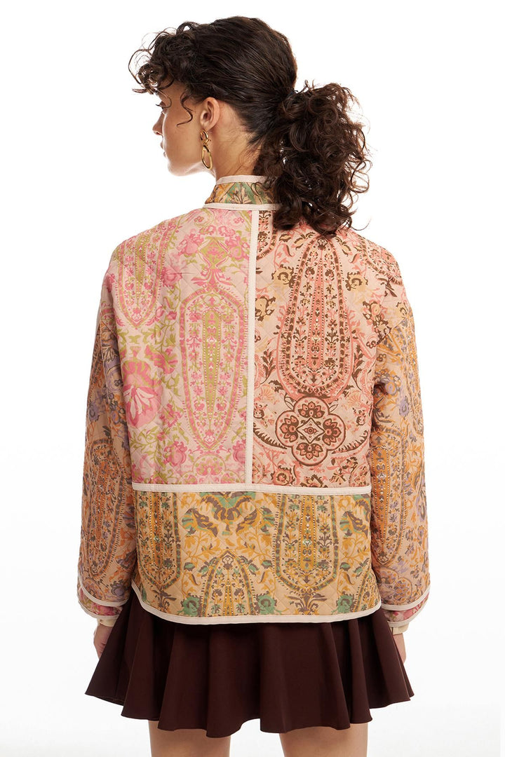 Patterned Quilted Jacket Powder