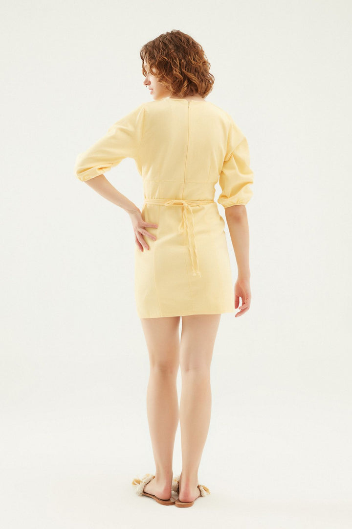Tie Waist Dress Yellow