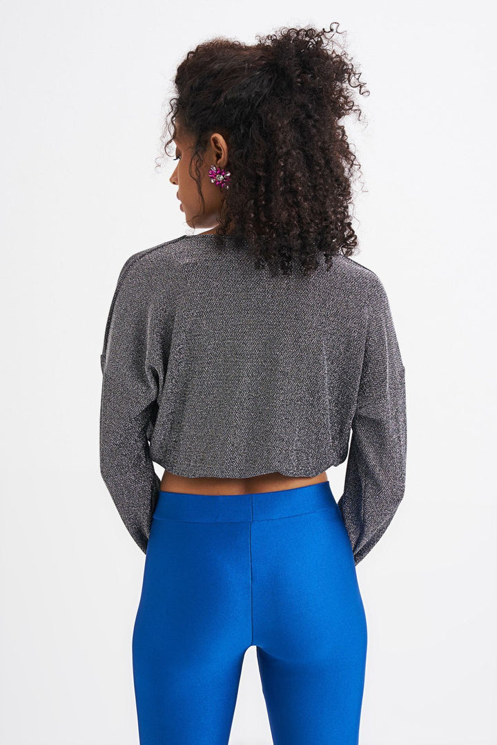 Double Breasted Silvery Blouse Silver