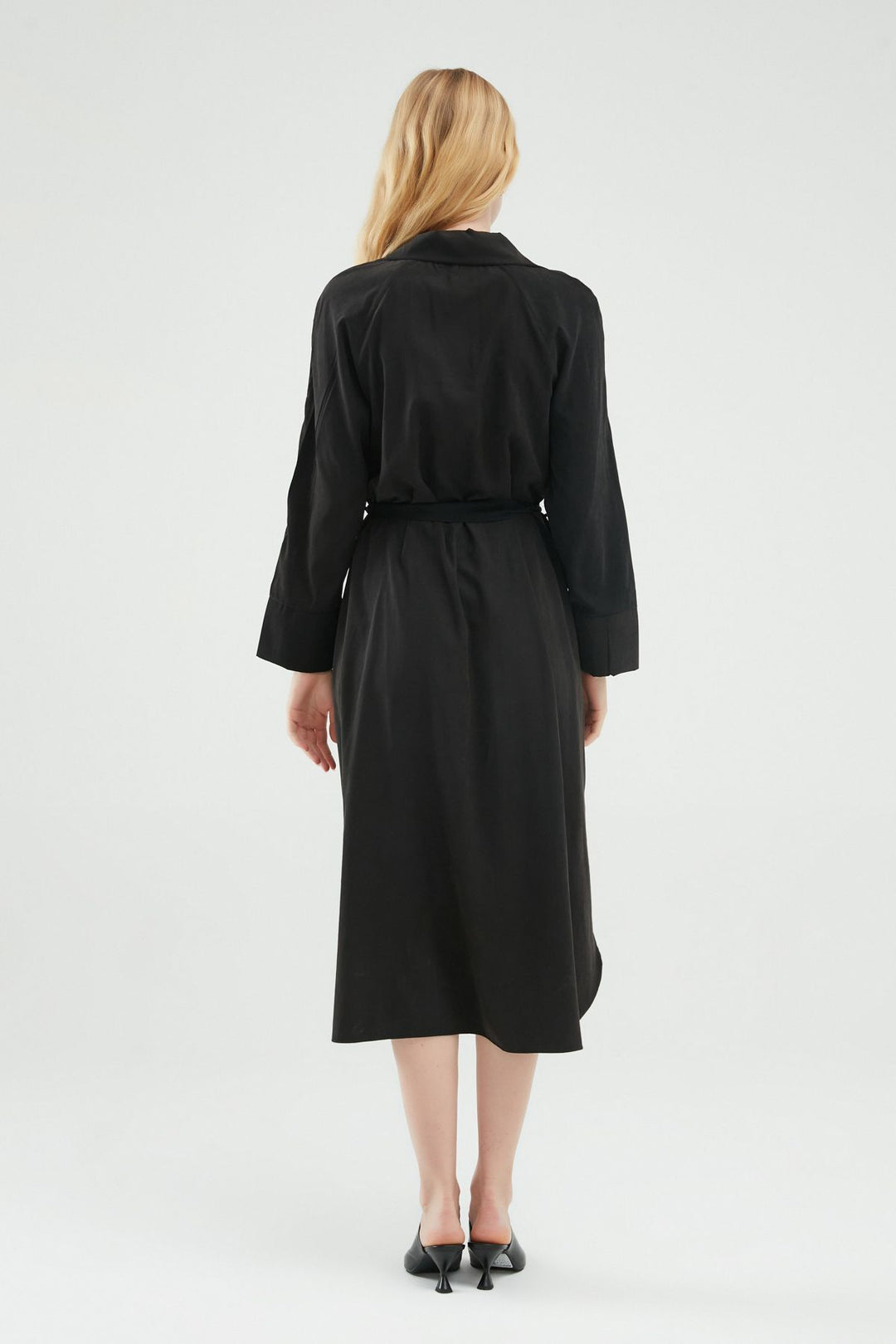 Belted Shirt Dress Black