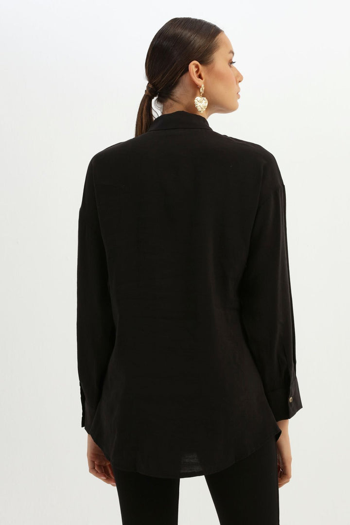 Pleated Waist Shirt Black