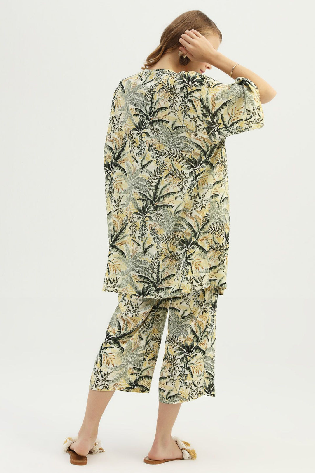 Patterned Long Kimono Green