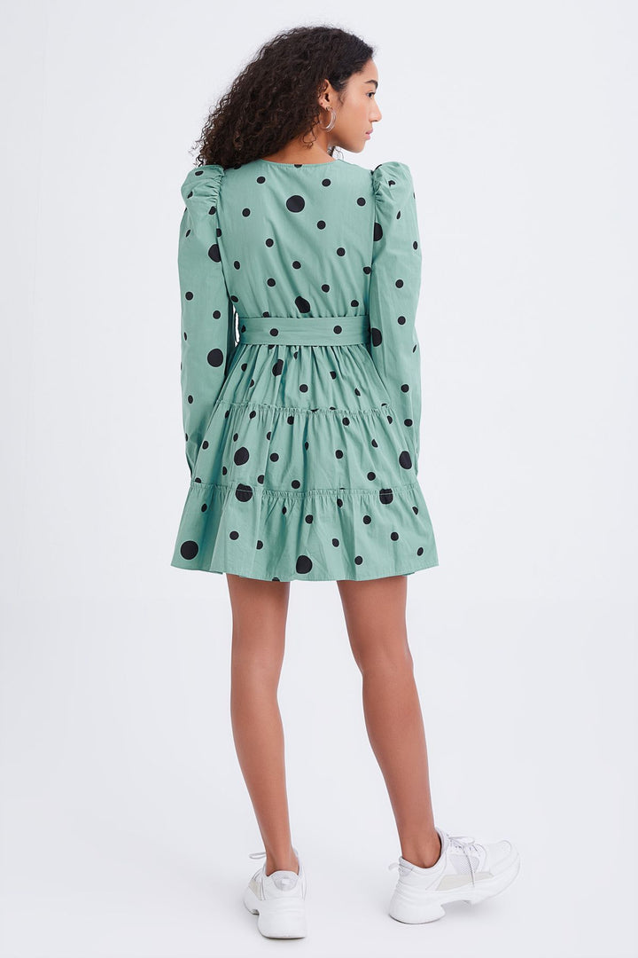 Belted Polka Dot Dress Mint