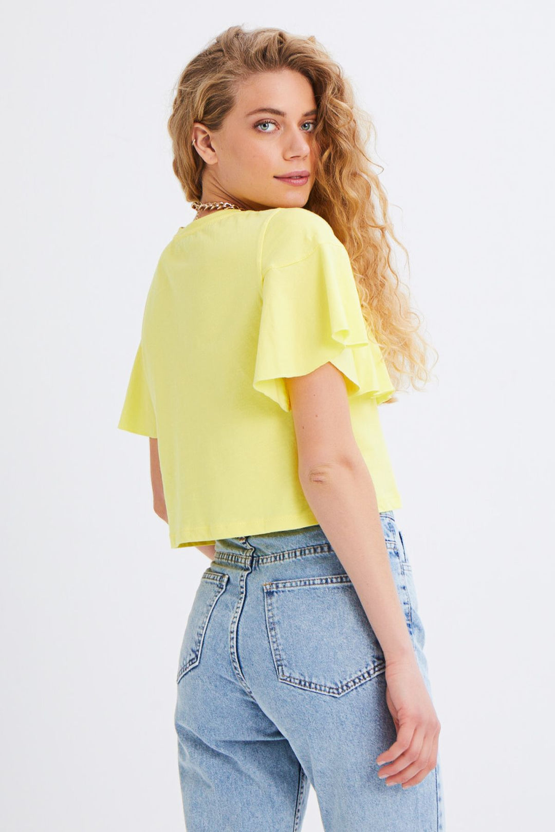 Ruffled Crop T-Shirt Yellow