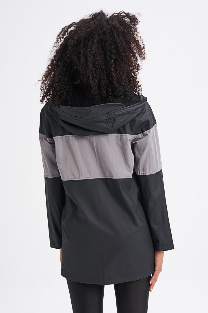 Hooded Pocket Raincoat Black