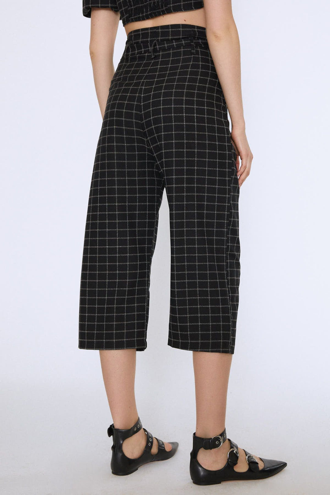 Waist Belted Wide Leg Trousers Black