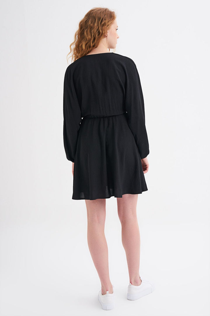 V Neck Midi Dress Black