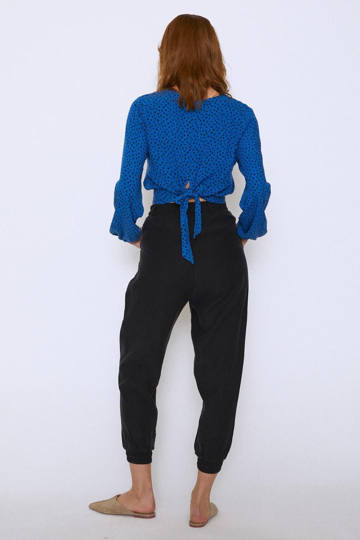 Puantiyeli V Yaka Bluz Sax