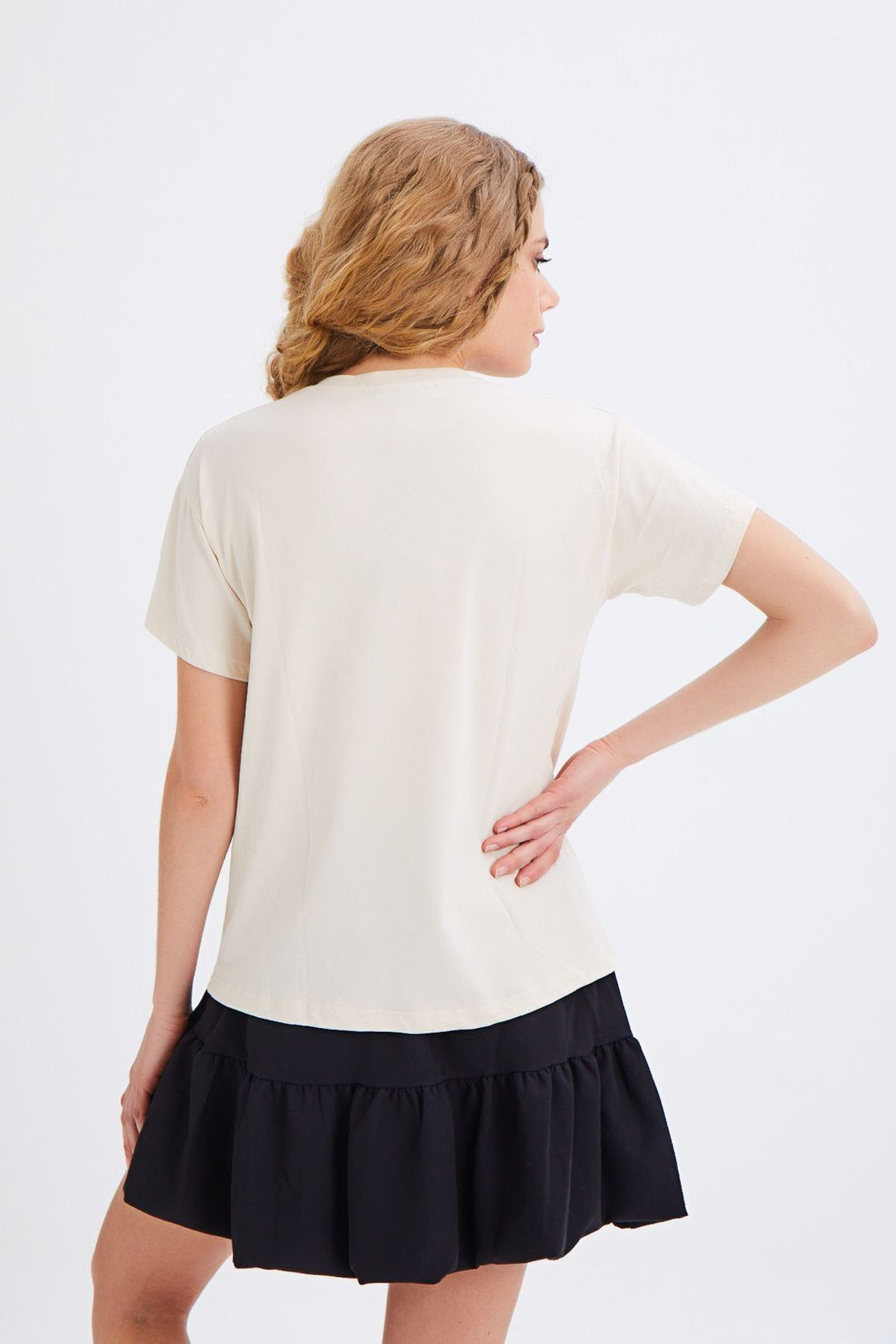 Baskılı Tişört Açık Bej