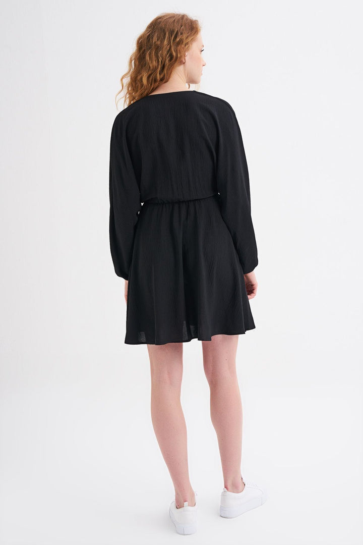 V Neck Midi Dress Black