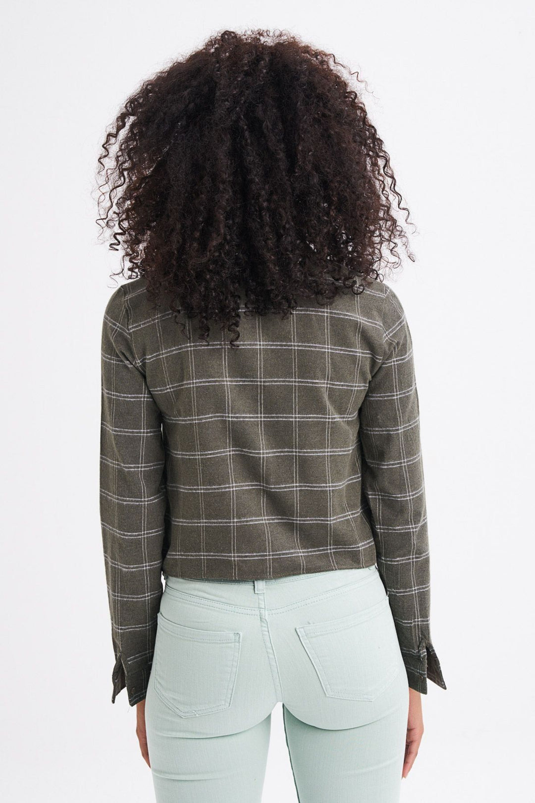 Tek Cepli Ekose Gömlek Haki