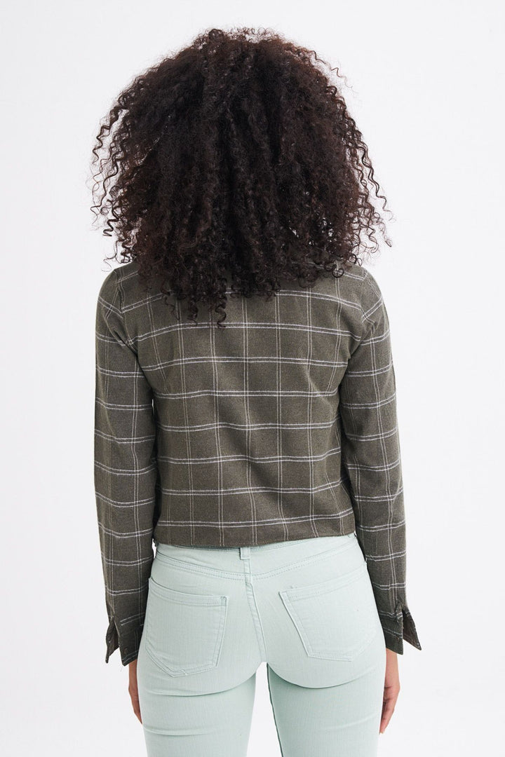 Tek Cepli Ekose Gömlek Haki