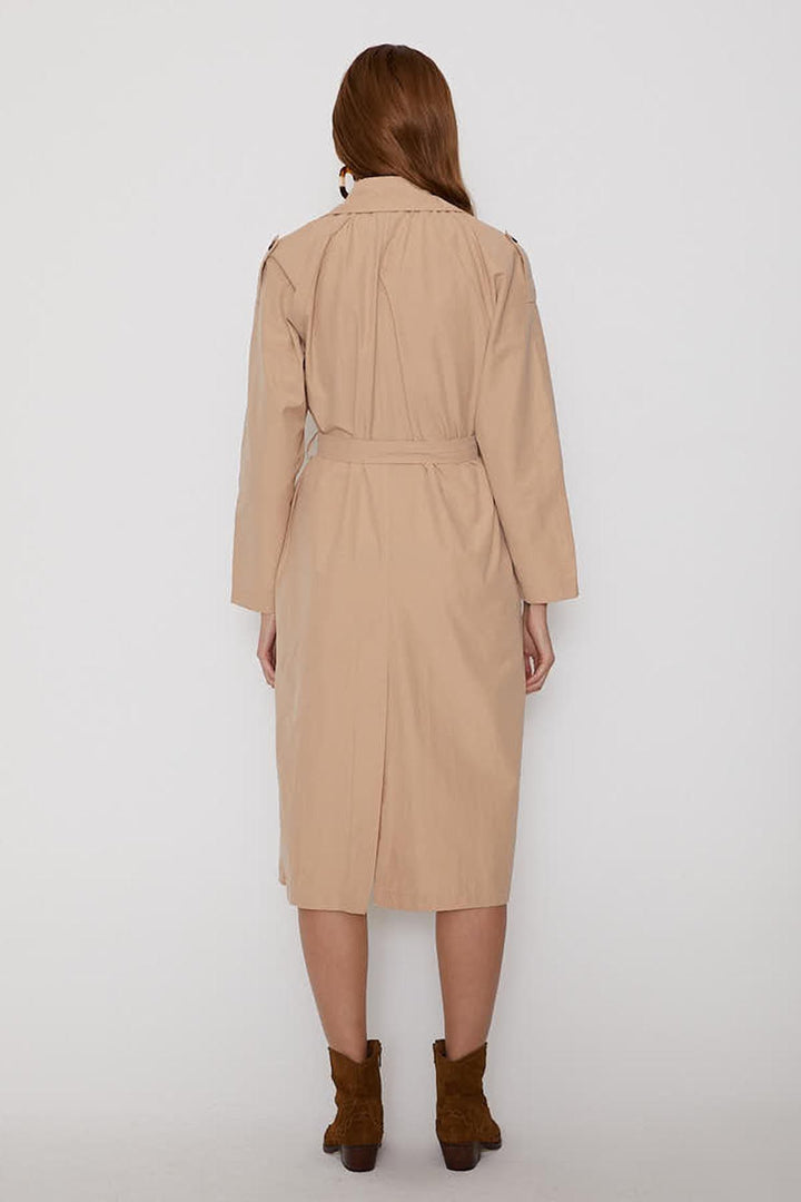 Apoletli Beli Kuşaklı Trençkot Camel