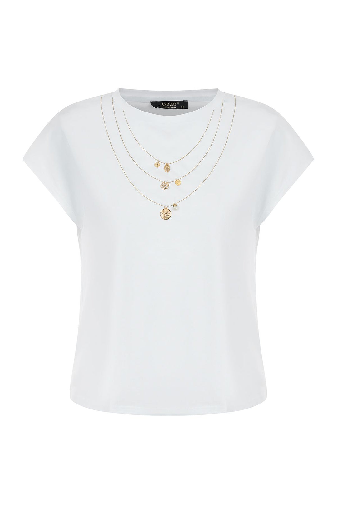 Necklace Accessory Detailed T-Shirt White