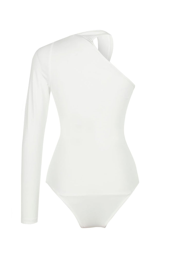 Asymmetric Sleeve Bodysuit Ecru
