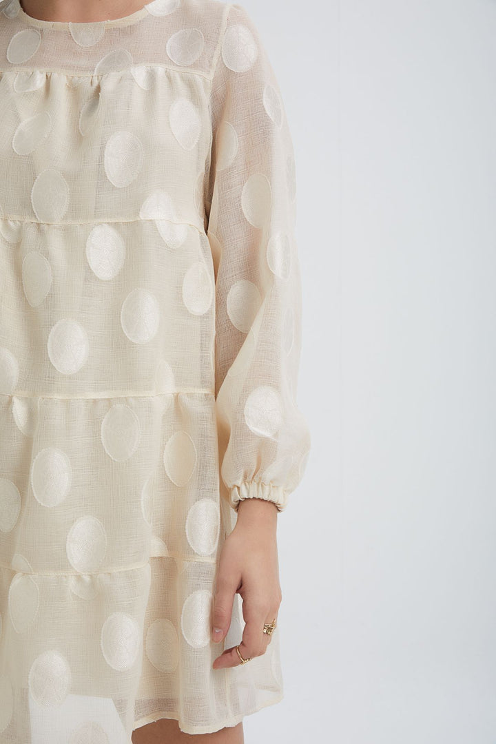 Big Polka Dot Tulle Dress Bone