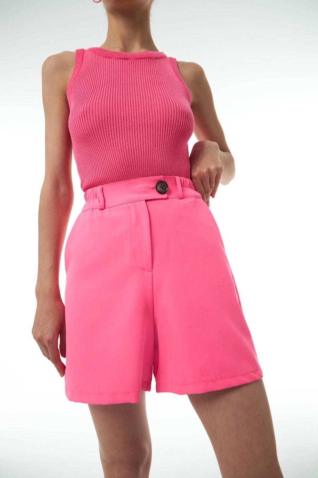 Elastic Waist Shorts Neon Pink