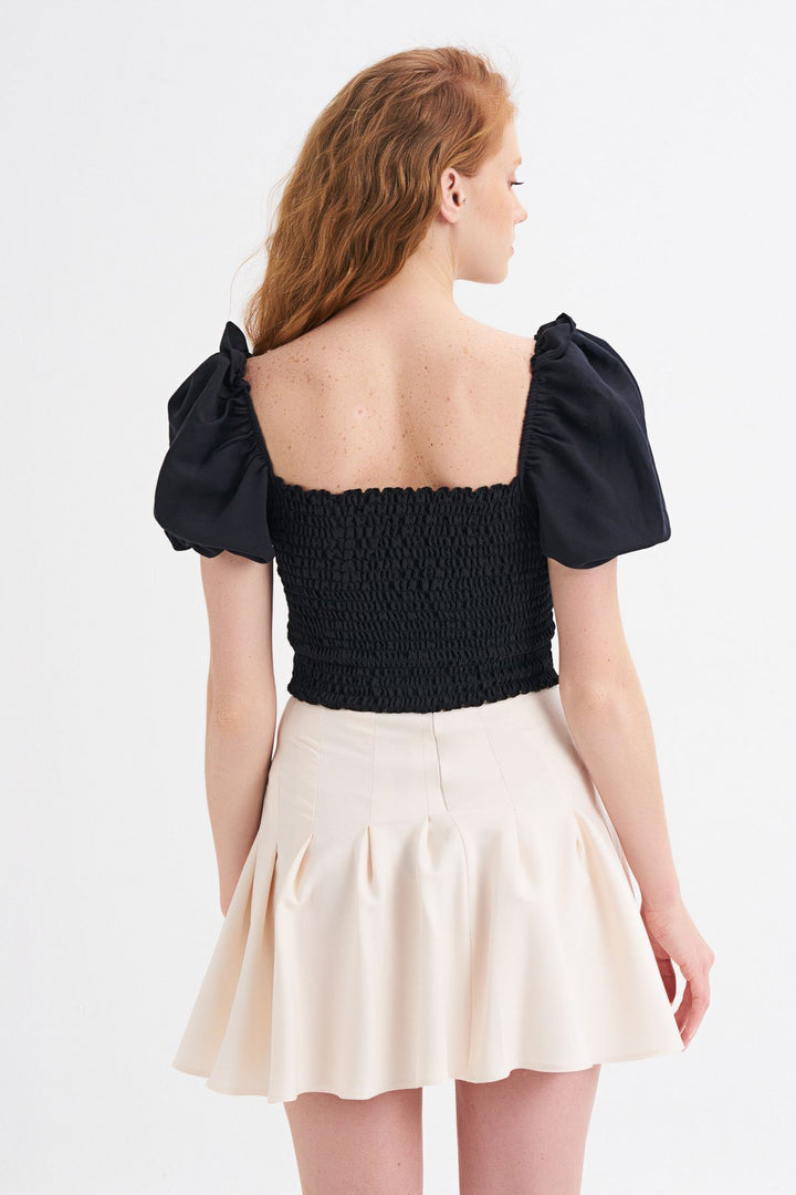 Balon Kol Gipeli Bluz Siyah