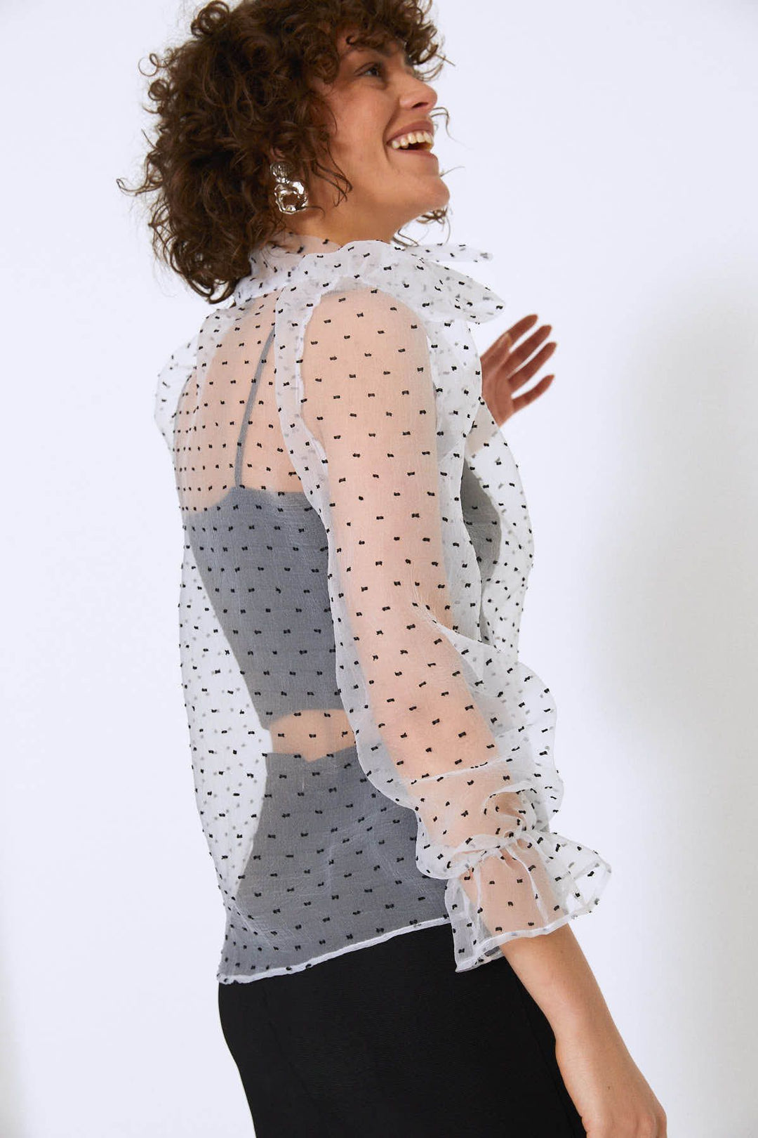 Tie Detailed Balloon Sleeve Blouse Ecru