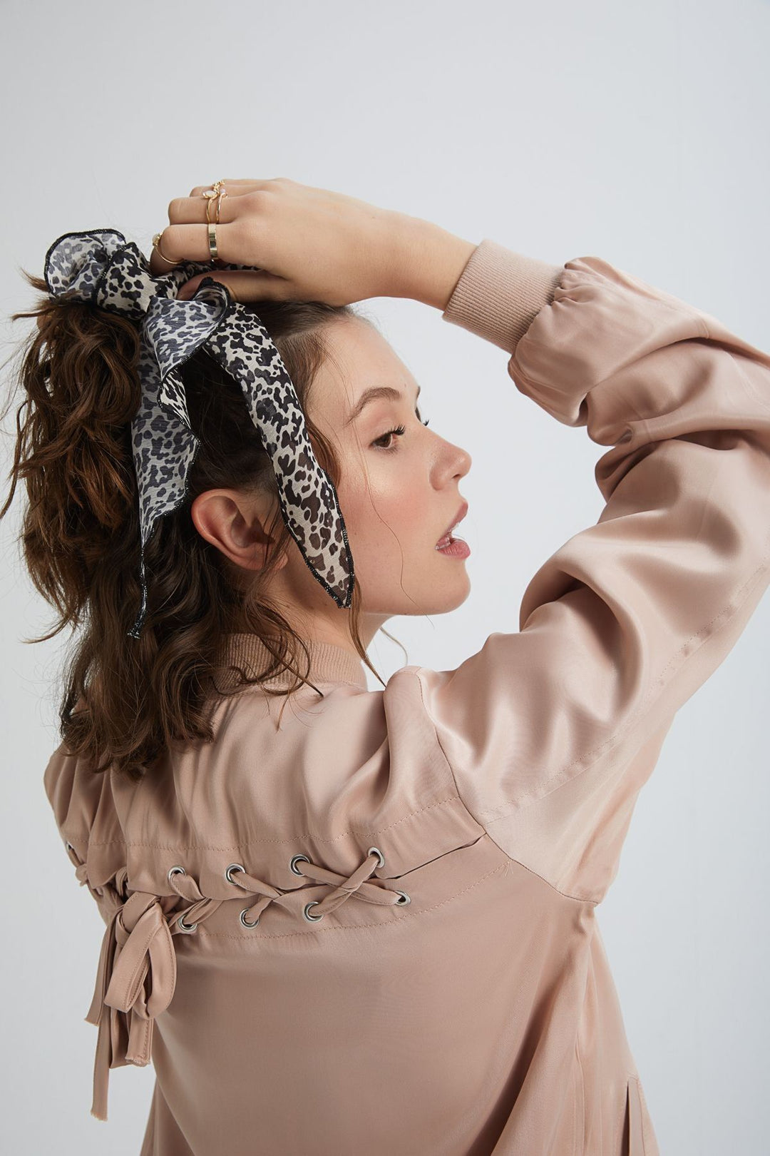 Stripe Detailed Bomber Jacket Powder