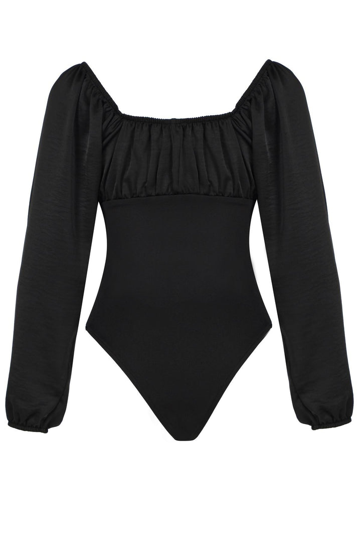 Square Neck Bodysuit Black