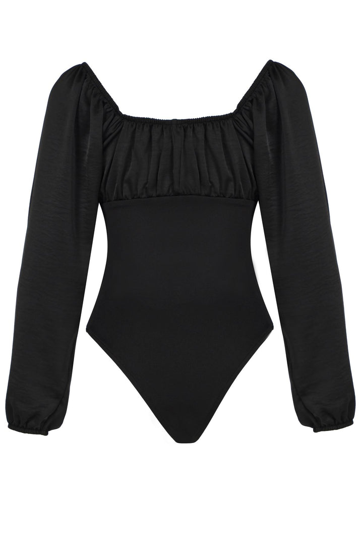 Square Neck Bodysuit Black