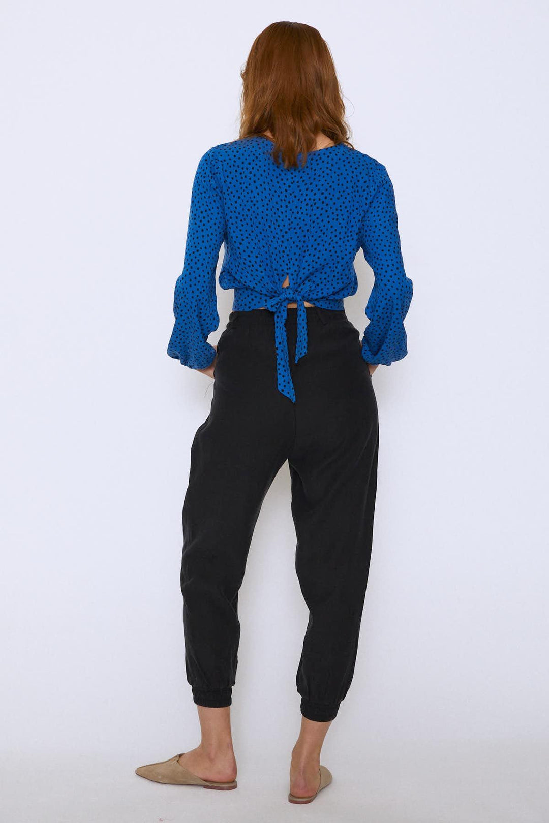 Puantiyeli V Yaka Bluz Sax