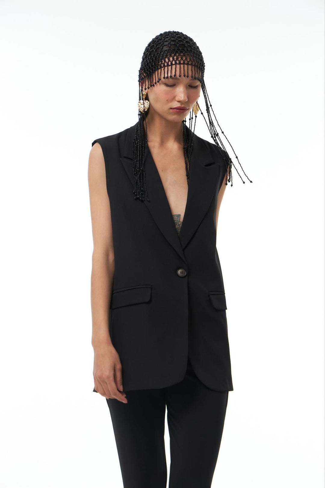 Double Breasted Vest Jacket Black