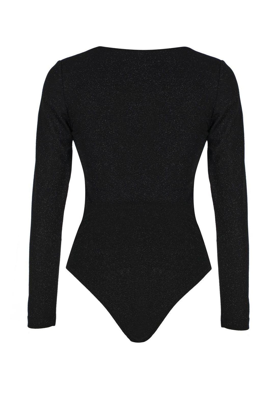 Double Breasted Silvery Bodysuit Blouse Black