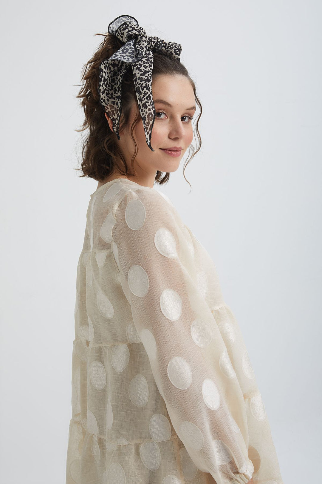 Big Polka Dot Tulle Dress Bone